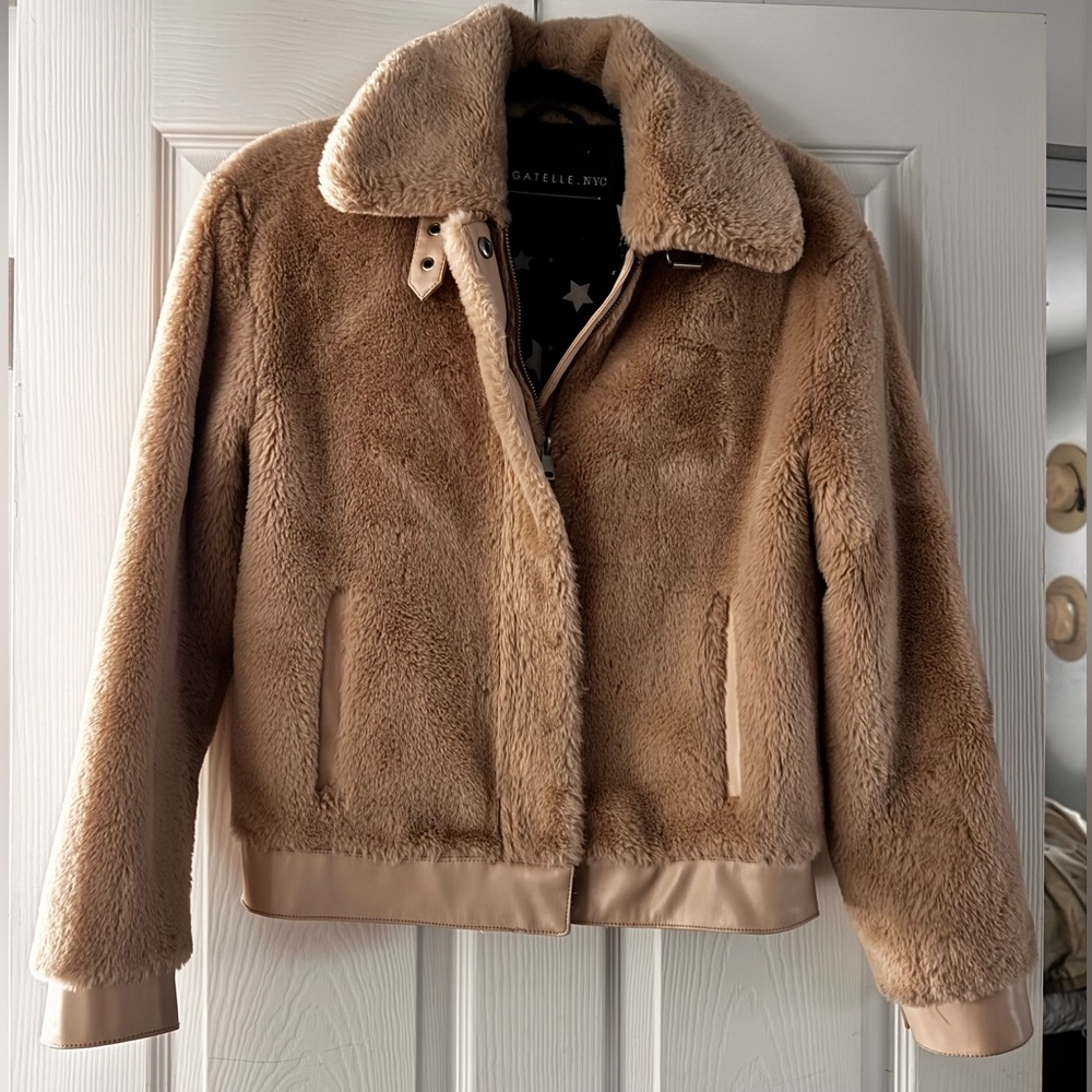 Bagatelle Beige Bomber Jacket with Starry Lining